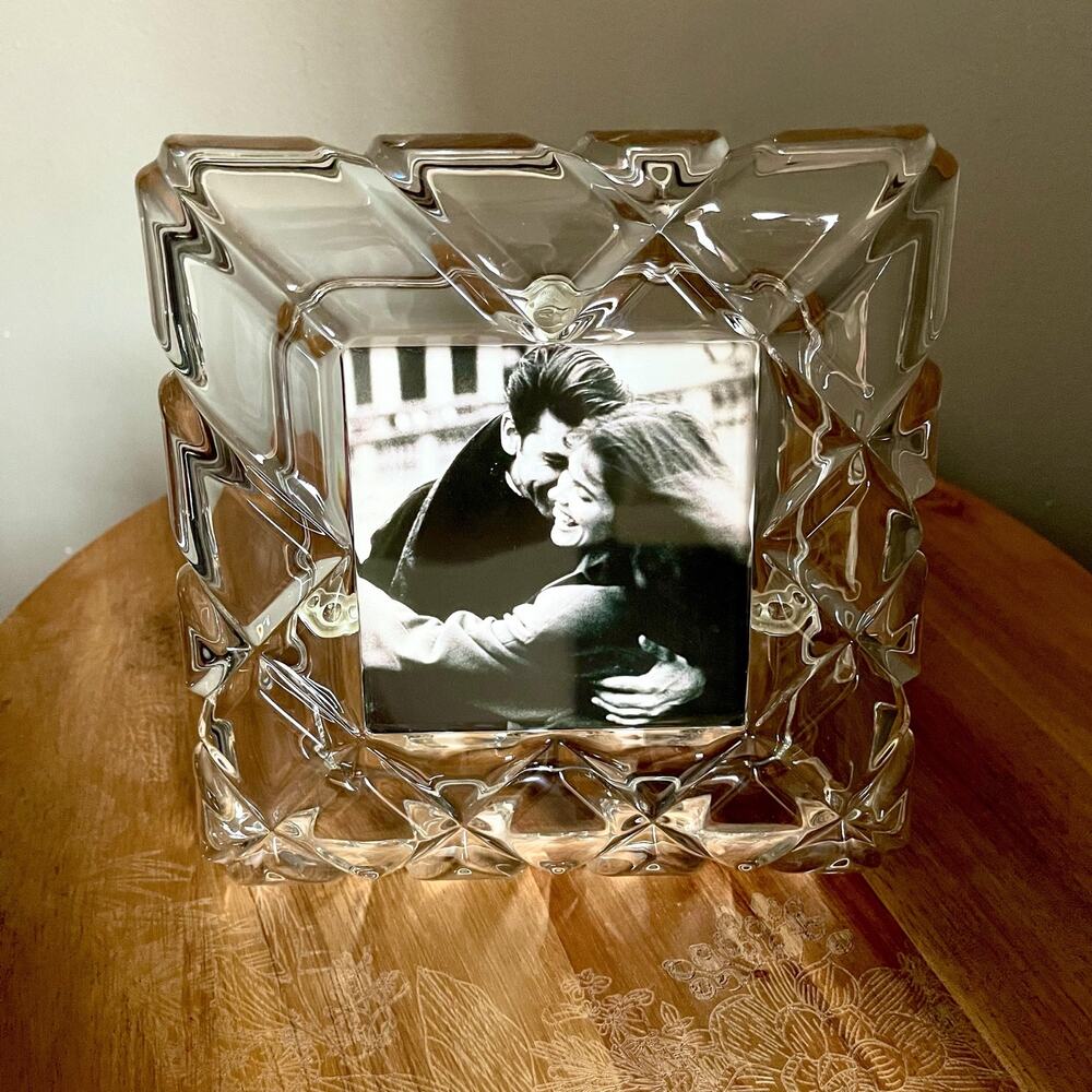 Vtg. Galway Irish Crystal Square Picture Frame 4x4" Photo 8" Frame Ireland Deco